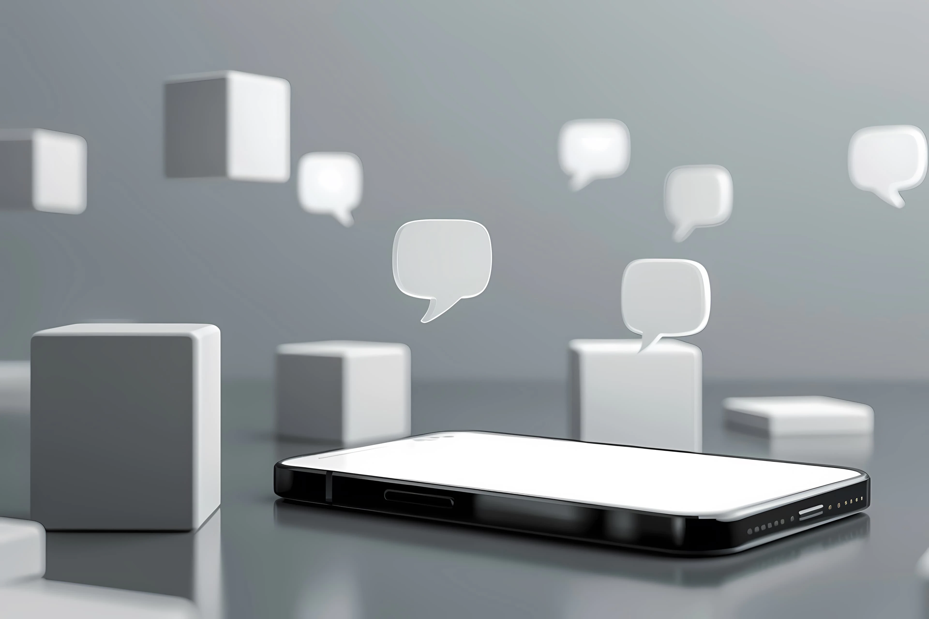 Realistic phone studio social media concept
